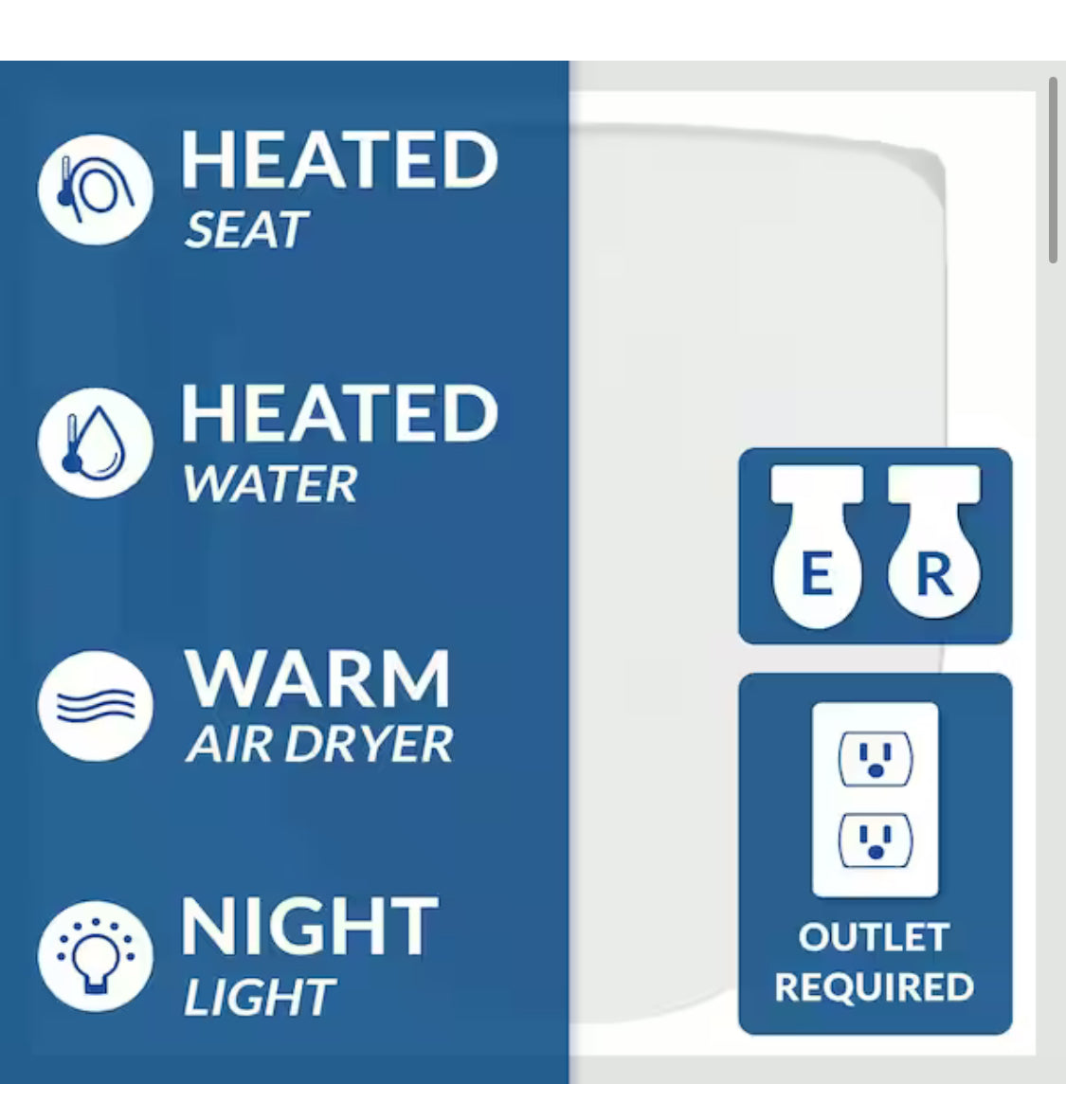 HD-7000 Electric Bidet Seat for Elongated Toilets in White with Fusion Heating Technology