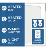 HD-7000 Electric Bidet Seat for Elongated Toilets in White with Fusion Heating Technology