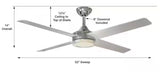 Mercer II 52 in. Indoor Brushed Nickel Standard Ceiling Fan with CCT LED Included with Remote Control Included