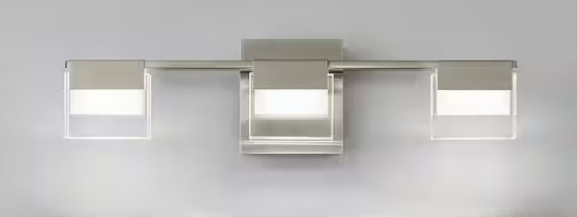 VICINO 3-Light Brushed Nickel Integrated LED Bathroom Vanity Light Bar