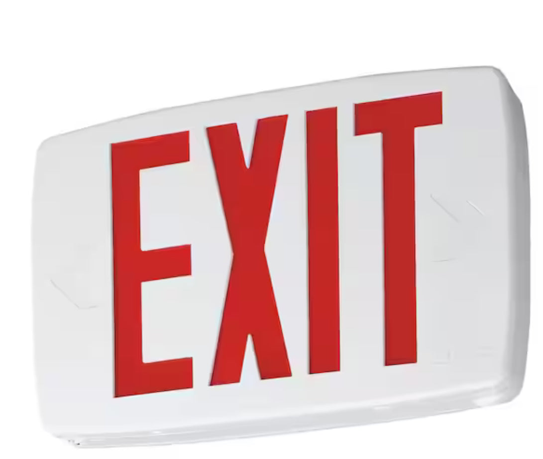 Contractor Select LQM Series 120/277-Volt Integrated LED White and Red Exit Sign W/Back Up Battery