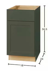Avondale 18 in. W x 24 in. D x 34.5 in. H Ready to Assemble Plywood Shaker Base Kitchen Cabinet in Fern Green