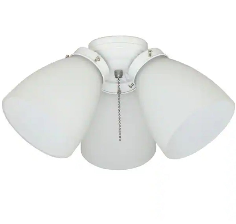 3-Light White Ceiling Fan Shades LED Light Kit