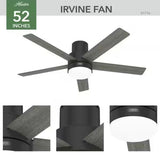 Irvine 52 in. Indoor Matte Black Ceiling Fan with Remote and Light Kit