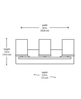 Cornerstone 20 in. 3-Light Black Bathroom Vanity Light Fixture with Frosted Glass Shades