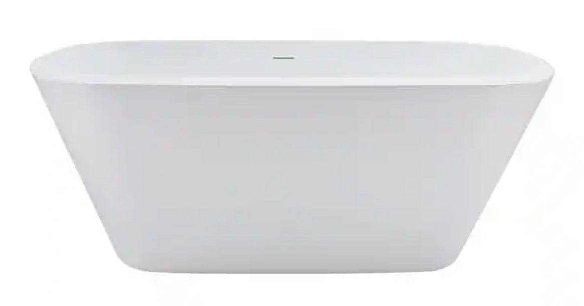 59 in. Acrylic Flatbottom Non-Whirlpool Bathtub in Glossy White With Glossy White Drain