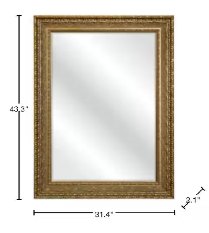 Gold 31.4 in. W x 43.3 in. H Rectangle Plastic Framed Mirror