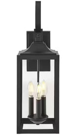Havenridge 23.2 in. 3-Light Espresso Bronze Hardwired Outdoor Wall Light Lantern Sconce with Clear Glass (1-Pack)