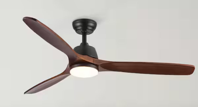 Farmhouse 52 in. Indoor Dark Brown Black Ceiling Fan with 3 Color Temperatures, Integrated LED with Remote Included