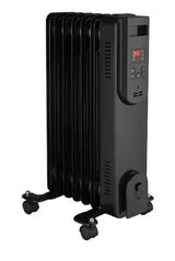 1500-Watt Black Indoor Electric Oil-Filled Radiator Convection Radiant Space Heater with Remote Control for Living Space