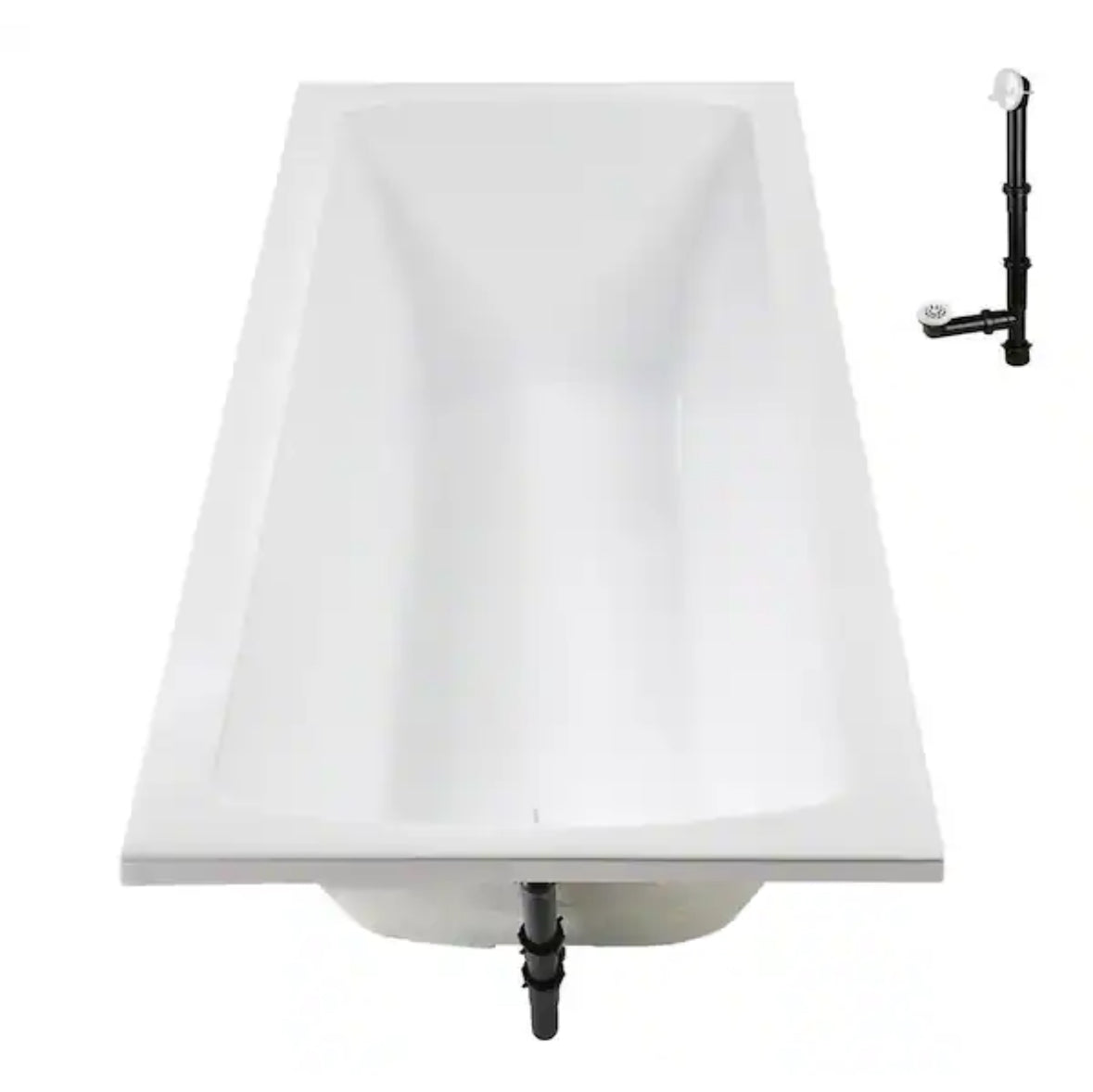 N-4360-751-WH 66 in. x 34 in. Rectangular Acrylic Soaking Drop-In Bathtub, with Reversible Drain in Glossy White