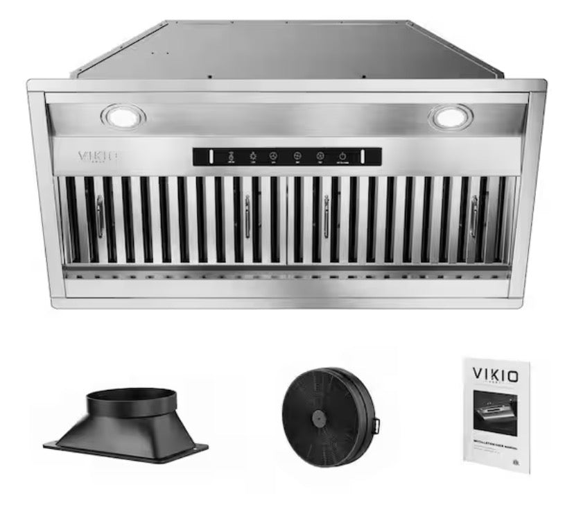 36 in. 900 CFM Convertible Insert Range Hood Stainless Steel with Baffle Filters, LED and Gesture Control