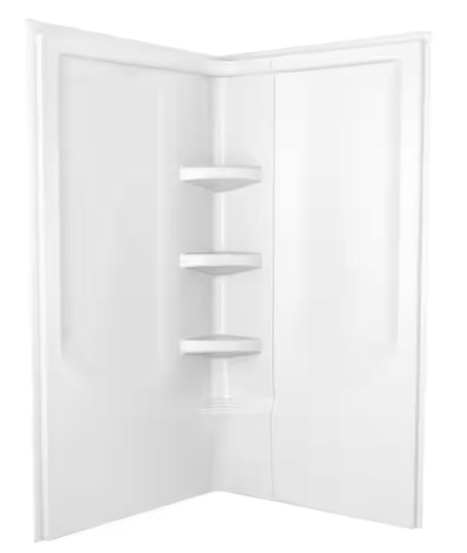 38 in. W x 73.88 in. H 2-Piece Direct-to-Stud Corner Shower Wall Surrounds in White