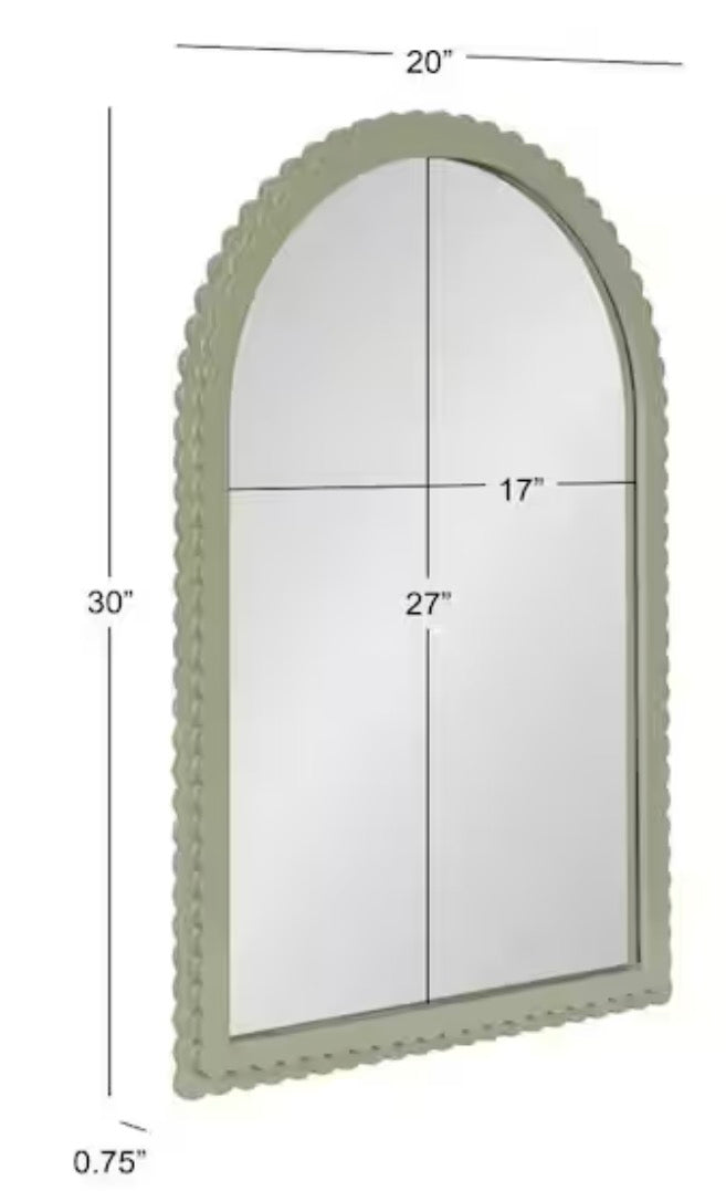 Scallia Green 20 in. x 30 in. Arch Wood Wall Mirror