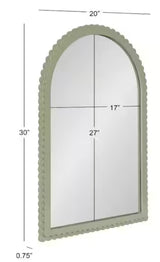 Scallia Green 20 in. x 30 in. Arch Wood Wall Mirror