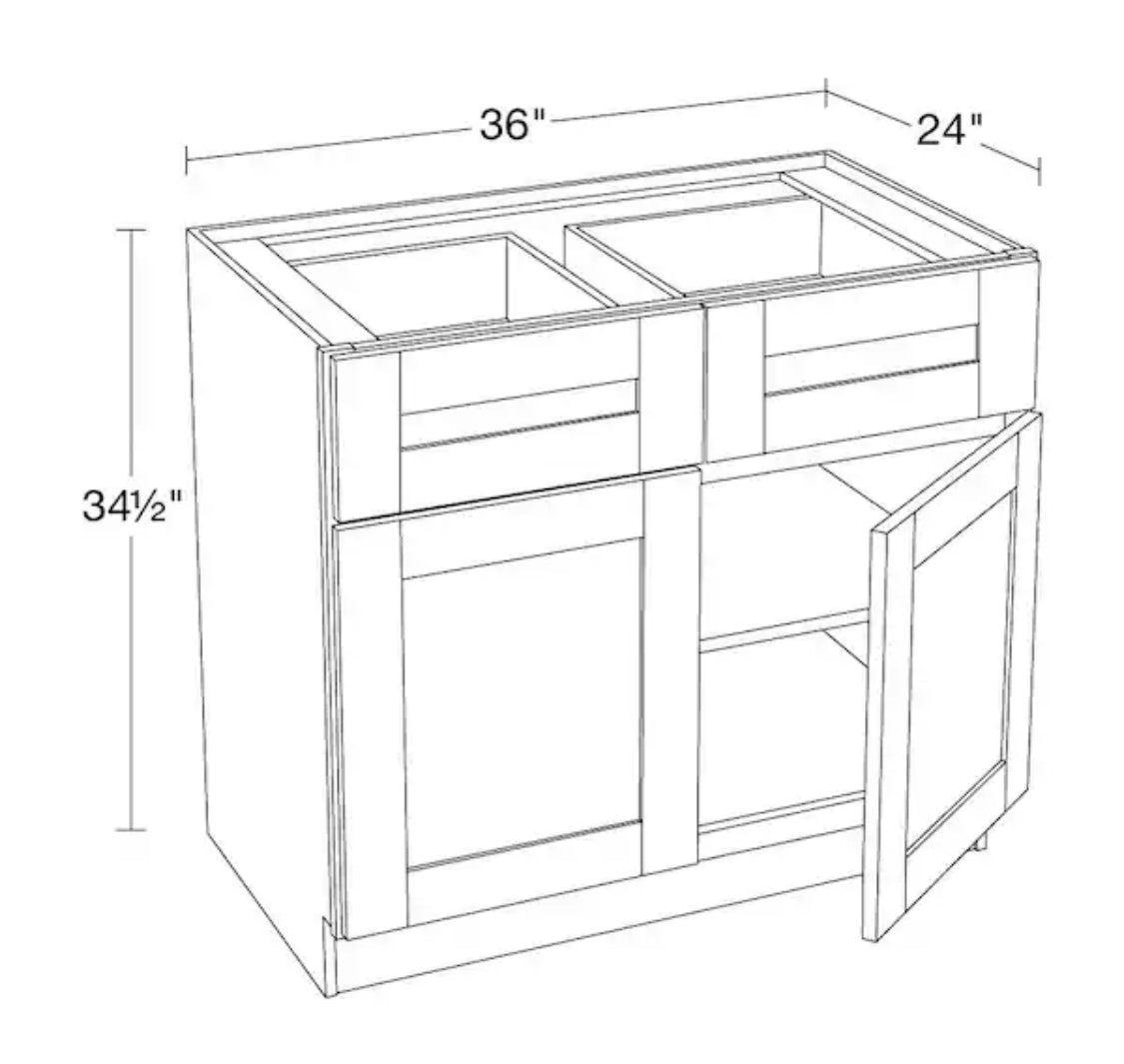 Richmond Verona White Plywood Shaker Ready to Assemble Base Kitchen Cabinet with Soft Close 36 in.x 34.5 in. x 24 in.