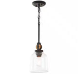 Knollwood 7 in. 1-Light Black Bronze Vintage Brass Accents Industrial Mini Pendant Light for Kitchen Bulb Included