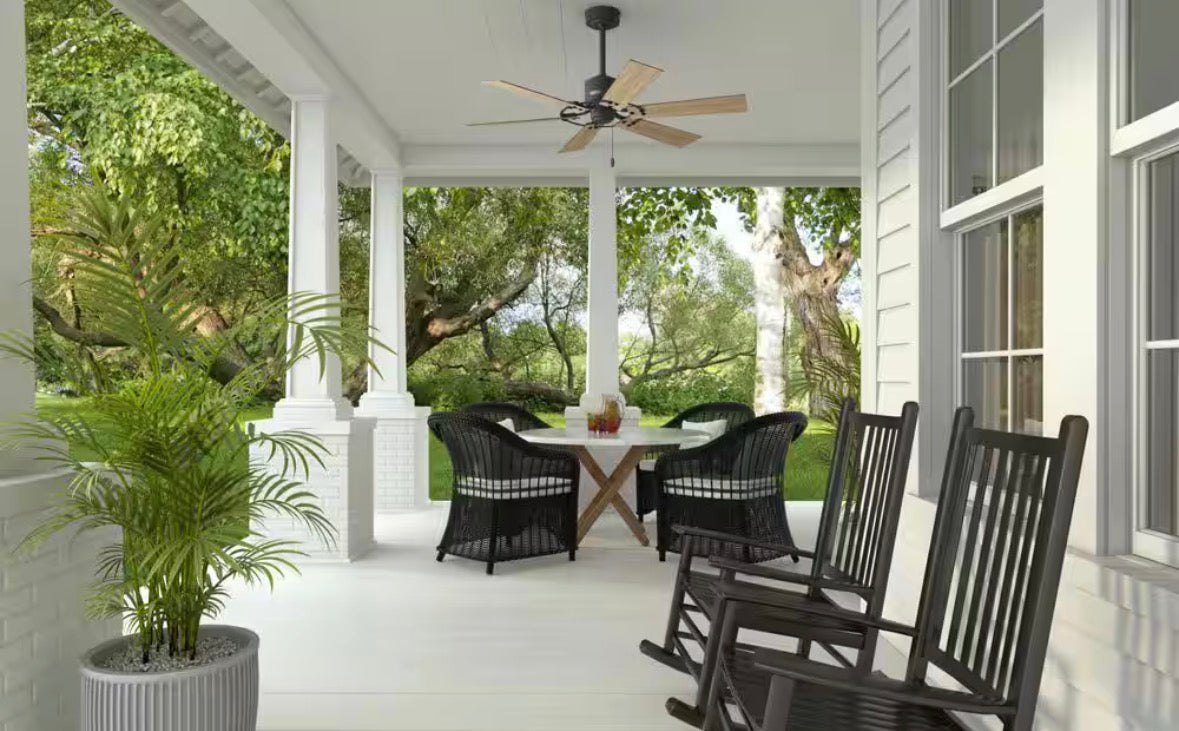 Barrel 52 in. Indoor/Outdoor Matte Black Ceiling Fan Included For Patios or Bedrooms