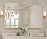 30 in. W x 48 in. H Modern Rectangular Aluminum Alloy Gold Rounded Corner Wall Mirror/Decorative Mirror