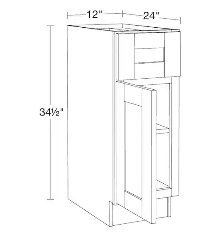 Richmond Vesuvius Gray Plywood Shaker Stock Ready to Assemble Base Kitchen Cabinet with 1 door (12 in.x34.5 in. x24 in.)