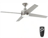 Mercer 52 in. LED Indoor Brushed Nickel Ceiling Fan with Light Kit and Remote Control