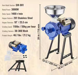 3000-Watt Electric Grain Mill Grinder, Commercial Spice and Corn Mill with Adjustable Thickness, Heavy Duty Wheat