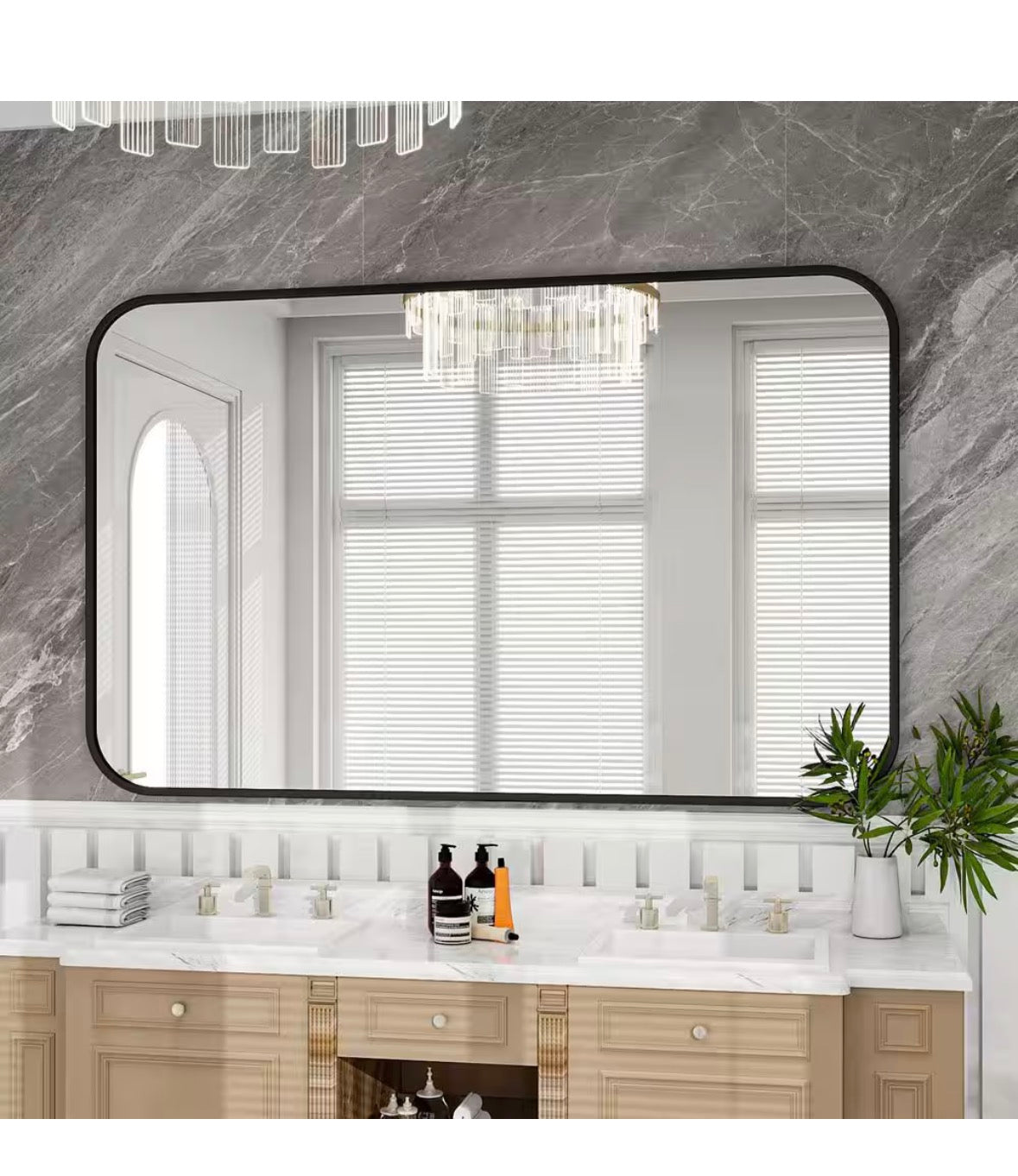 30 in. W x 48 in. H Rectangular Framed Black Wall Mirror