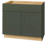 Avondale 36 in. W x 24 in. D x 34.5 in. H Ready to Assemble Plywood Shaker Base Kitchen Cabinet in Fern Green