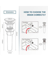 Brushed Nickel Pop-up Drain with Detachable Basket Stopper, 8.5 in. H x 2.6 in. W x 2.6 in. D Sink Drain with Overflow