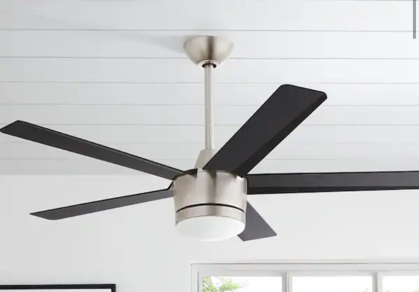 Merwry 52 in. Integrated LED Indoor Brushed Nickel Ceiling Fan with Light Kit and Remote Control