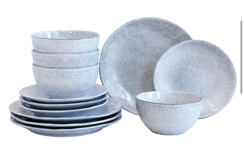 12-Piece Violet Stoneware Dinnerware Set