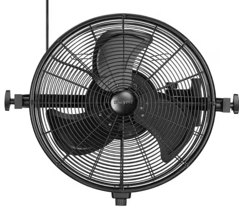 18 in. Wet Rated Indoor/Outdoor Matte Black Wall Fan With Remote