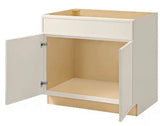 Leyton 36 in. W x 24 in. D x 34.5 in. H Ready to Assemble Plywood Slim Shaker Sink Base Kitchen Cabinet in Antique White