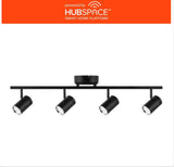 Crosshaven 2.6 ft. 4-Light Black Smart Color Tunable Integrated LED Fixed Track Ceiling Lighting Kit Powered by Hubspace