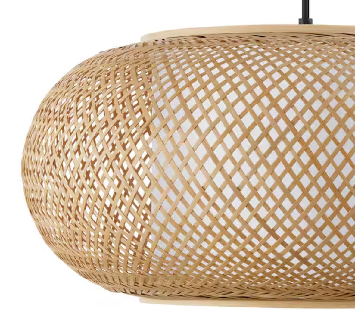 Bayneswood 60-Watt 1-Light Natural Cane Pendant With Black Accents