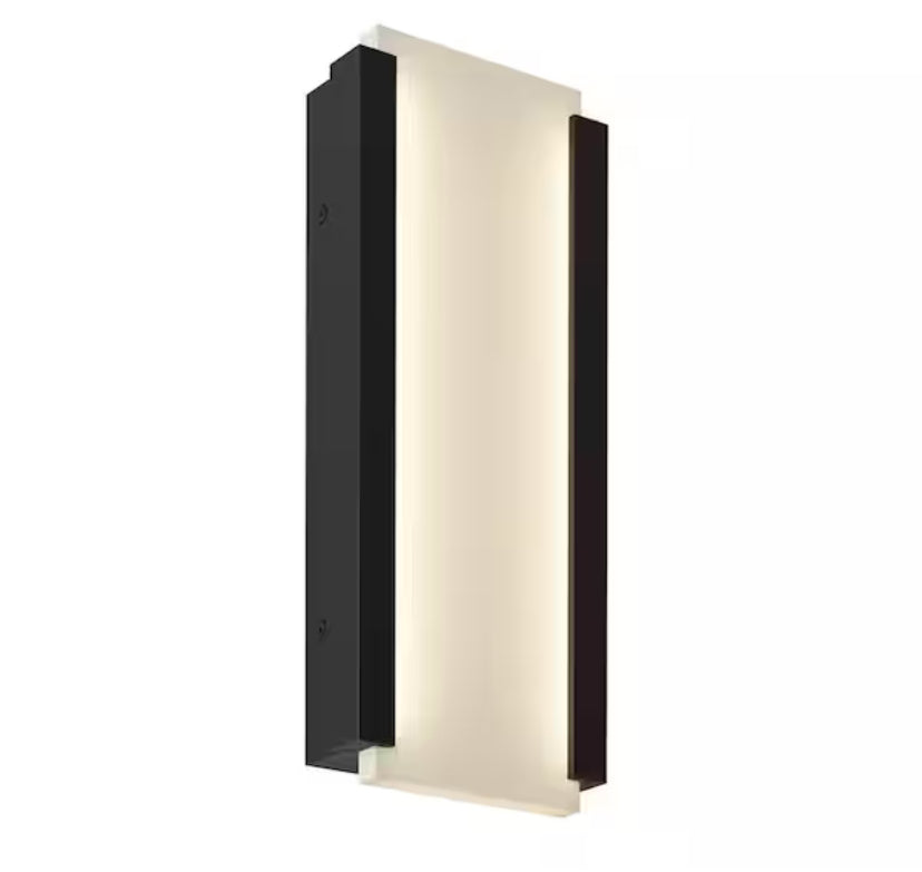Blade Black Modern 3 CCT Integrated LED Exterior Hardwired Garage and Porch-Light Lantern Sconce