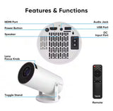 1280 x 720 HD Movie Projector with Stand 360 Lumens