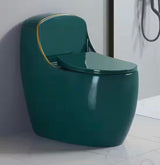 Single Flush Round Standard 1-Piece Toilet with Comfortable Seat Height, Modern Toilet, 12 in. Rough-in, Green