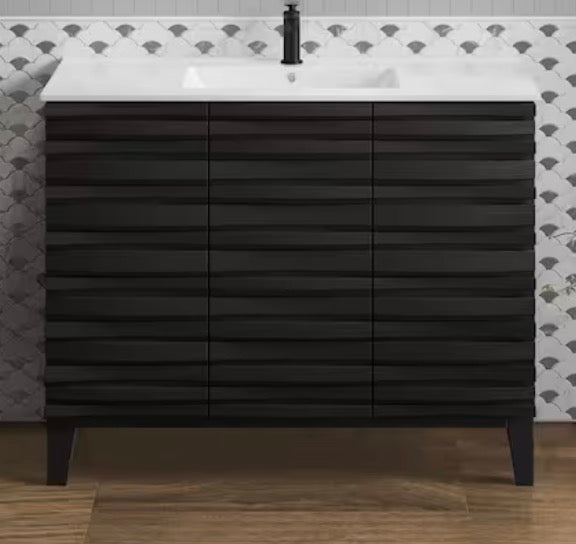 Cascade 19.7 in. W x 36 in. D x 7.85 in. H Single Sink Bath Vanity Cabinet without Top in Black
