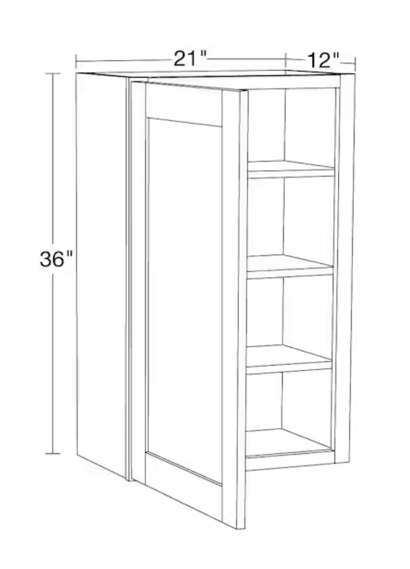 Richmond Vesuvius Gray Plywood Shaker Stock Ready to Assemble Wall Kitchen Cabinet Sft Cls 21 in W x 12 in D x 36 in H