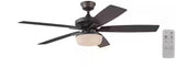 Gazebo IV 52 in. Indoor/Outdoor Flat Bronze Downrod Mount Ceiling Fan with Remote and Light Kit with 2-Bulbs Included