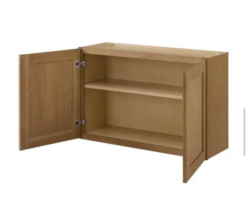 Avondale 36 in. W x 12 in. D x 24 in. H Ready to Assemble Plywood Shaker Wall Bridge Kitchen Cabinet in White Oak