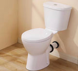 Rear Outlet 2 Piece 1/1.6 GPF Dual Flush Round Toilet in White Soft Closing Seat Included, 19 in Tall Toilet