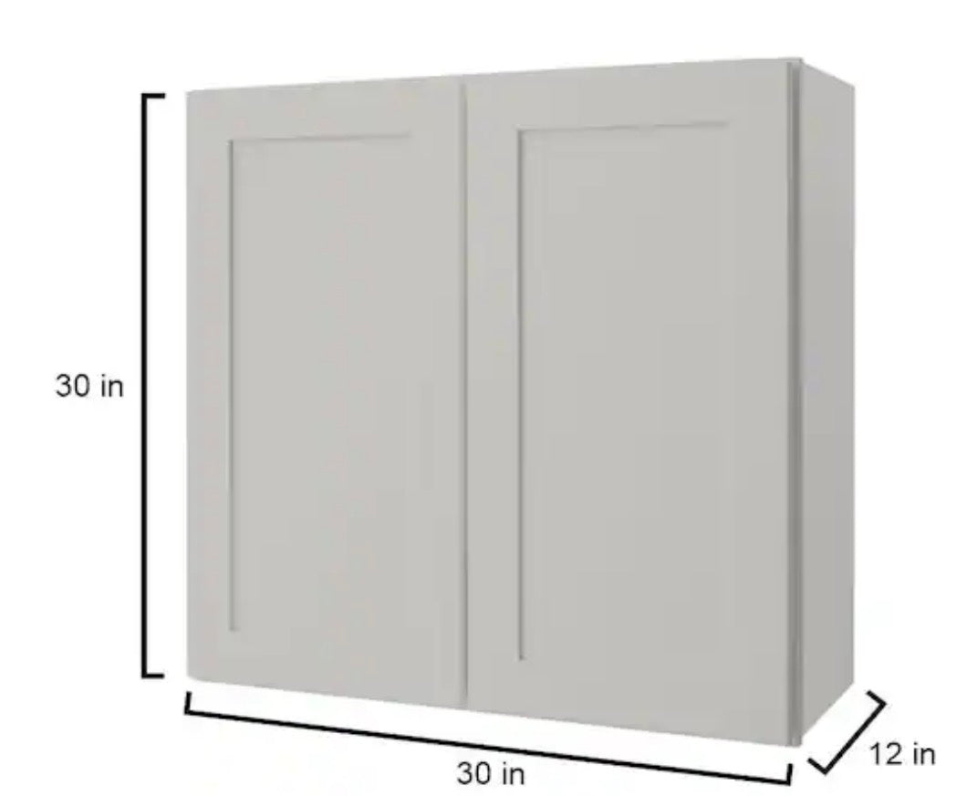 Avondale Shaker Dove Gray Ready to Assemble Plywood 30 in Wall Cabinet (30 in W x 30 in H x 12 in D)
