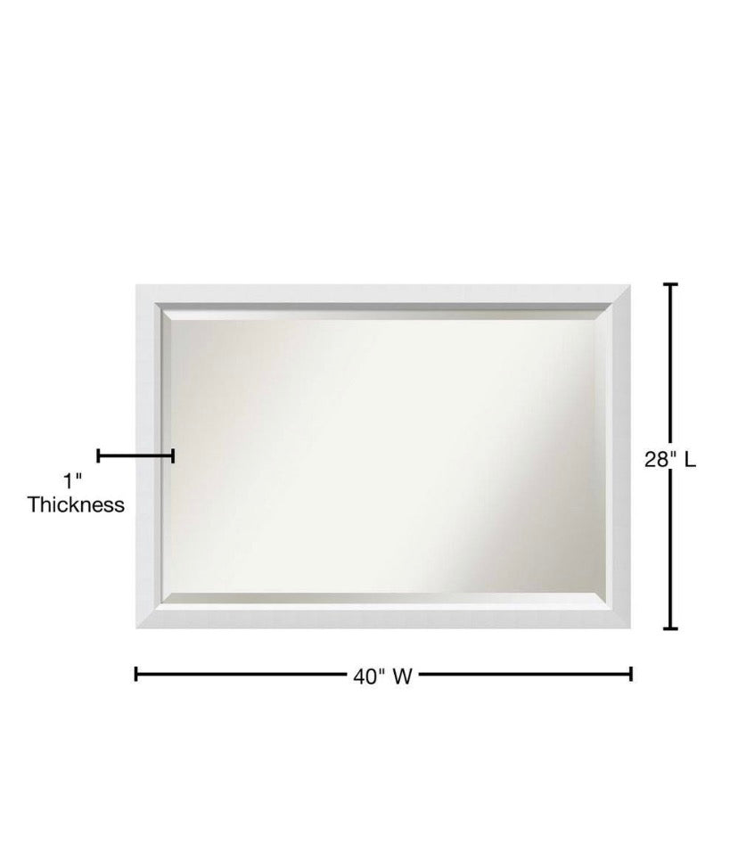 Blanco White 39.5 in. x 27.5 in. Beveled Rectangle Wood Framed Bathroom Wall Mirror in White