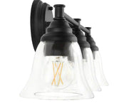 Marsden 23.5 in. 3-Light Matte Black Vanity Light with Clear Glass Shades