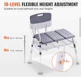 Tub Transfer Bench for Bathtub 16 in. W Freestanding Shower Bench Lightweight Shower Bench in Gray with Armrest