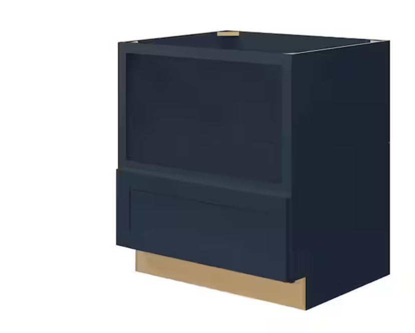 Avondale 30 in. W x 24 in. D x 34.5 in. H Ready to Assemble Plywood Shaker Microwave Base Kitchen Cabinet in Ink Blue