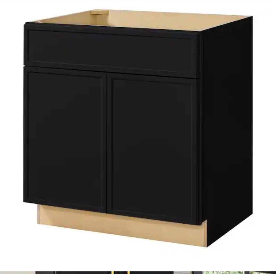 Leyton 30 in. W x 24 in. D x 34.5 in. H Ready to Assemble Plywood Slim Shaker Sink Base Kitchen Cabinet in Raven Black
