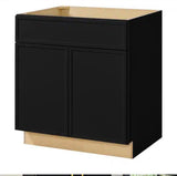 Leyton 30 in. W x 24 in. D x 34.5 in. H Ready to Assemble Plywood Slim Shaker Sink Base Kitchen Cabinet in Raven Black
